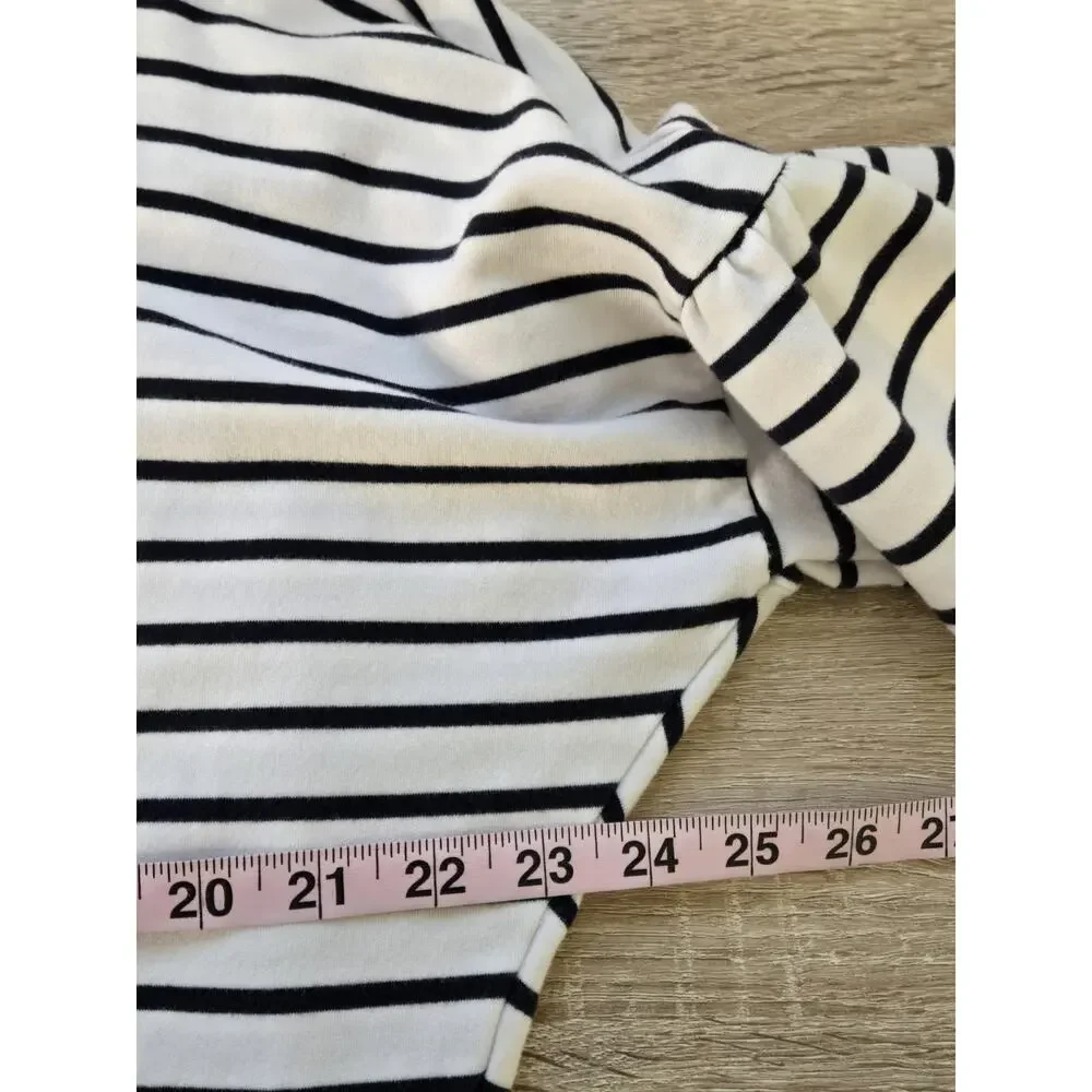 FEVER Women's Striped 3/4 Flared Sleeve Knit Top 2X Navy Blue White Floral Boho - Picture 12 of 13